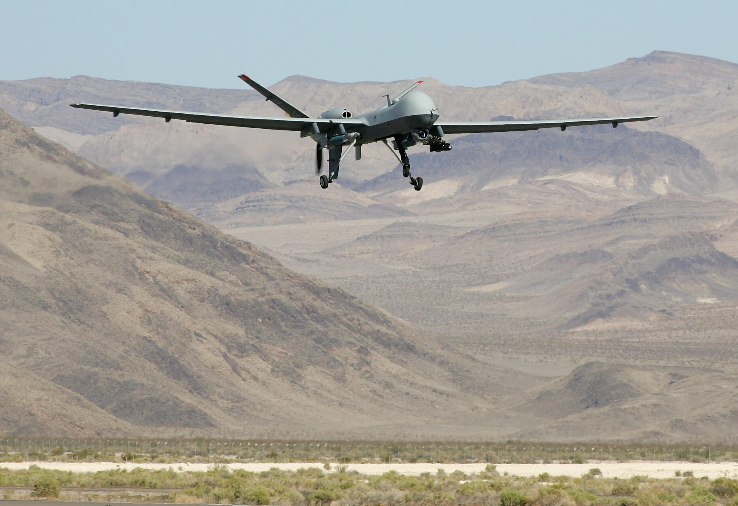 An MQ-9 Reaper takes off 8 August, 2007 at Creech Air Force Base in Indian Springs, Nevada.
