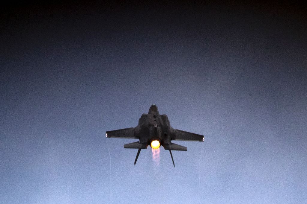 An Israeli Air Force F-35 Lightning II fighter jet seen at the Hatzerim air base.