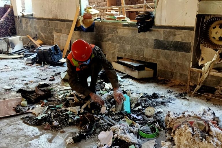 A rescue war at the scene of the blast.
