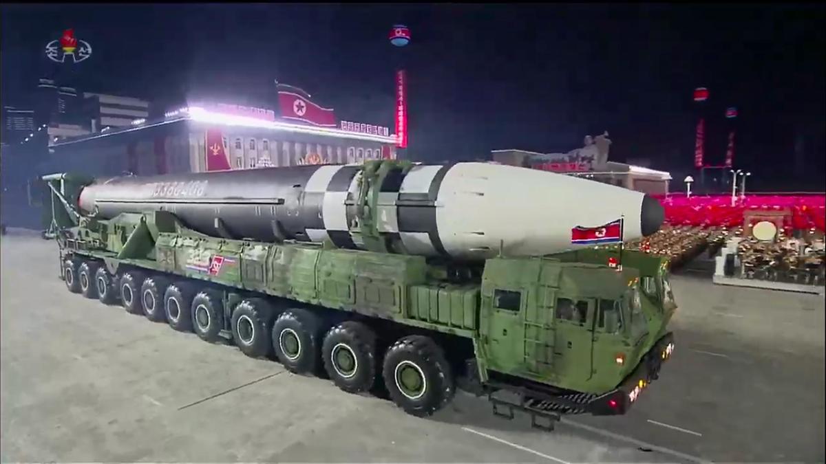 Photo of North Korea's new ICBM sighted during a military parade that marked the 75th anniversary of the founding of the Workers' Party of Korea