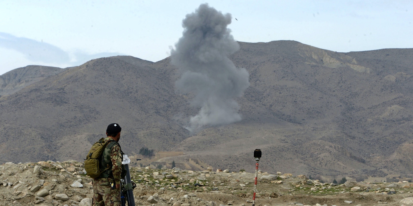 Smoke from a previous U.S. air strike in Nangarhar province