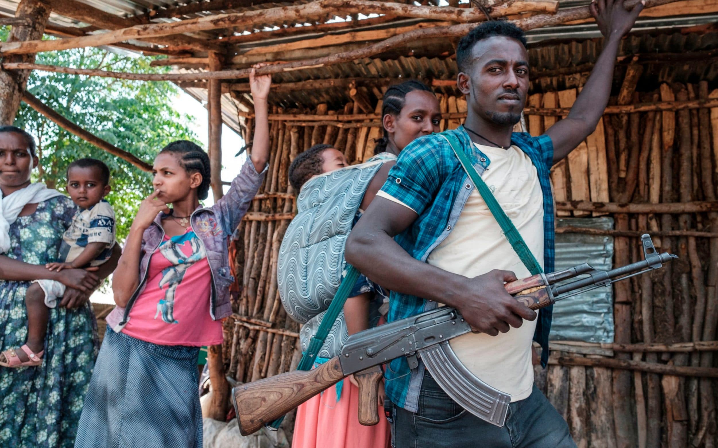 An Ethiopia's Amhara Region militia man poses in the town of Musebamb, 44 kms northwest from Gondar.