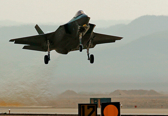 An Israeli F-35I fighter jet takes part in a multinational air defense exercise.