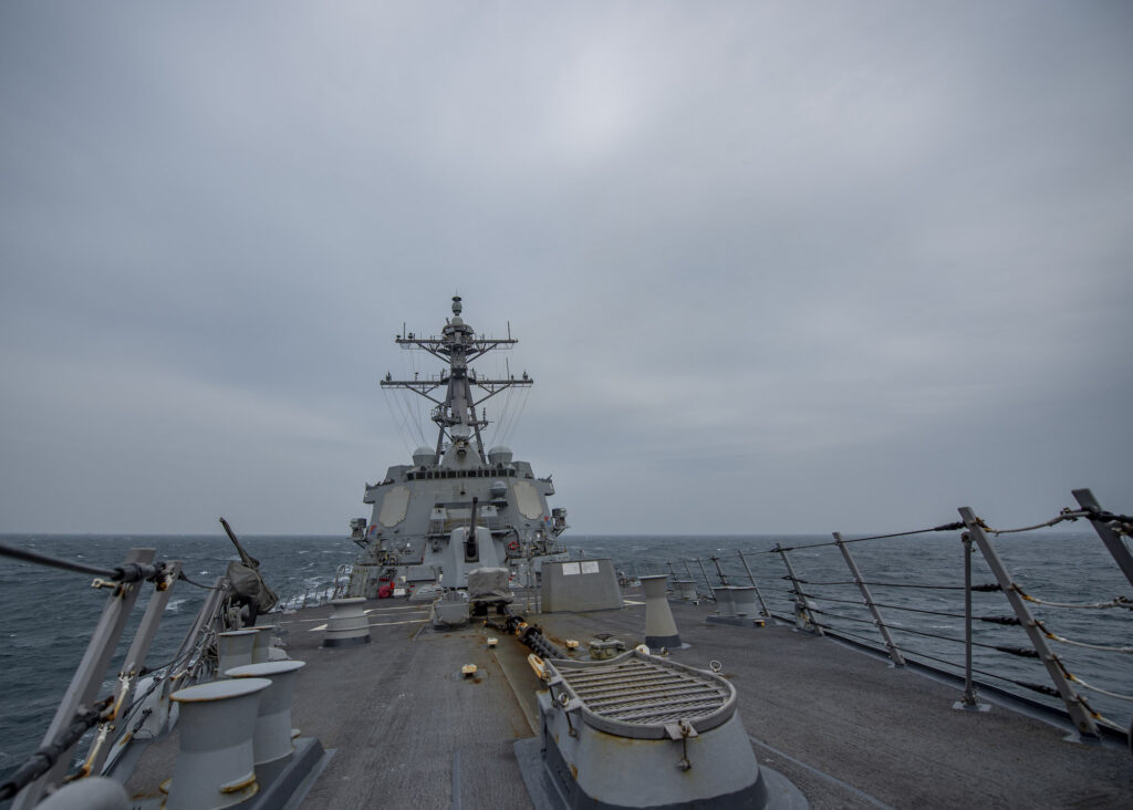 The Arleigh Burke-class guided-missile destroyer USS John Finn