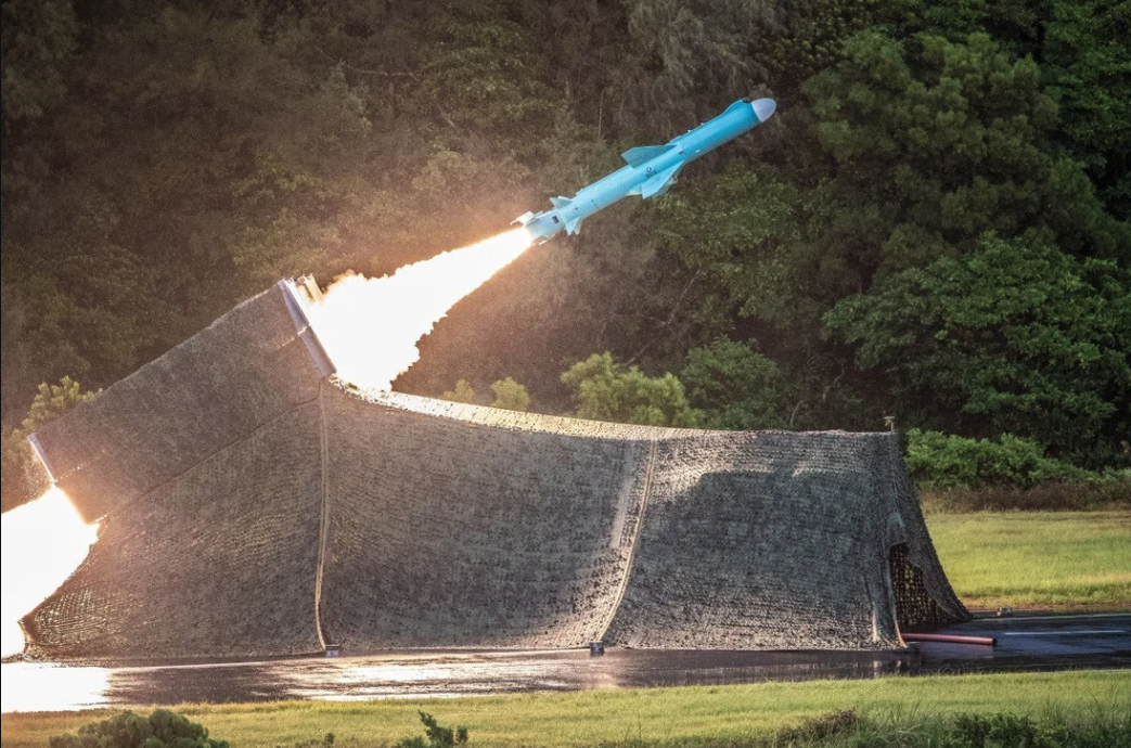 File photo of 2020 Taiwan Han Kuang exercise, HF-2 ASM launch
