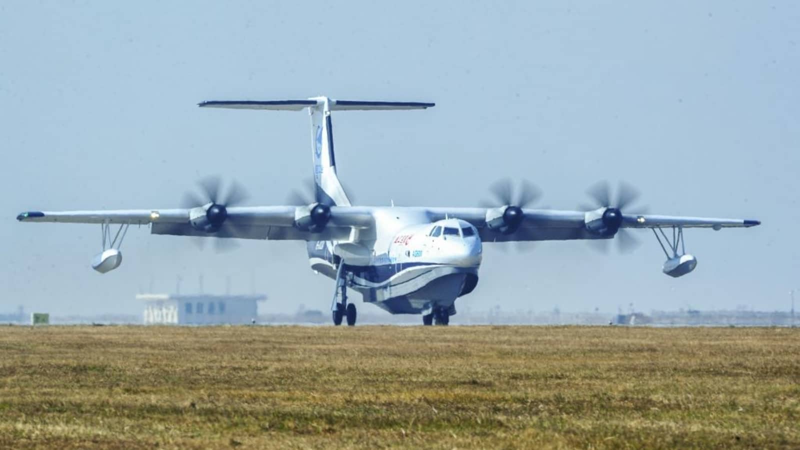 China's home-grown AG600, the world's largest amphibious aircraft in production, also known as 'Kunlong', is seen at Jinwan Airport in Zhuhai in China's southern Guangdong province on December 24, 2017