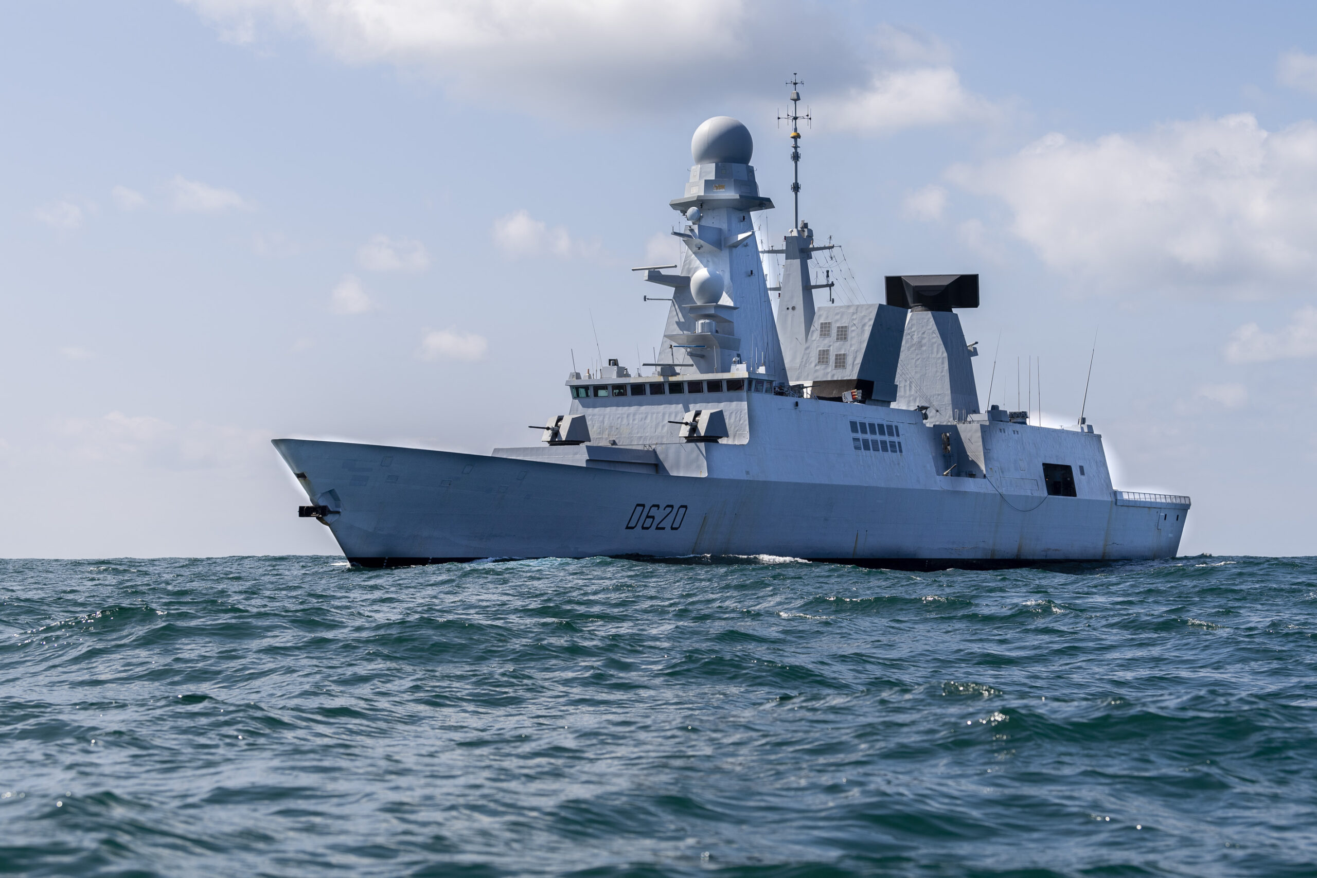 frigate running on water