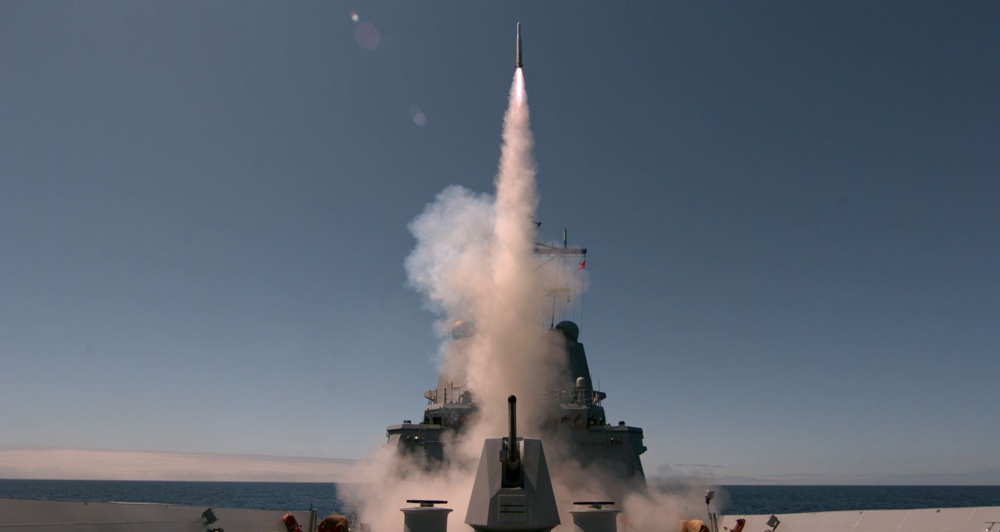 HMAS Sydney fires an Evolved Sea Sparrow Missile for the first time during Combat System Sea Qualification Trials in the Southern Californian Exercise Area off the coast of the United States.