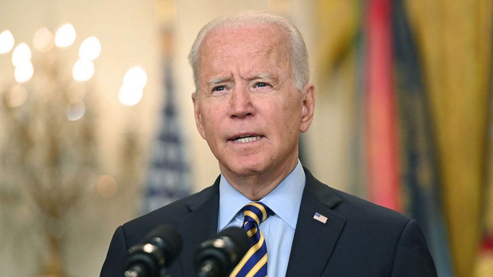 US President Joe Biden speaks about the situation in Afghanistan from the East Room of the White House in Washington, DC, July 8, 2021