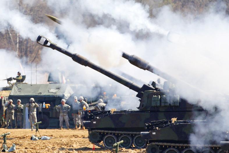 M109A6 Paladin howitzers