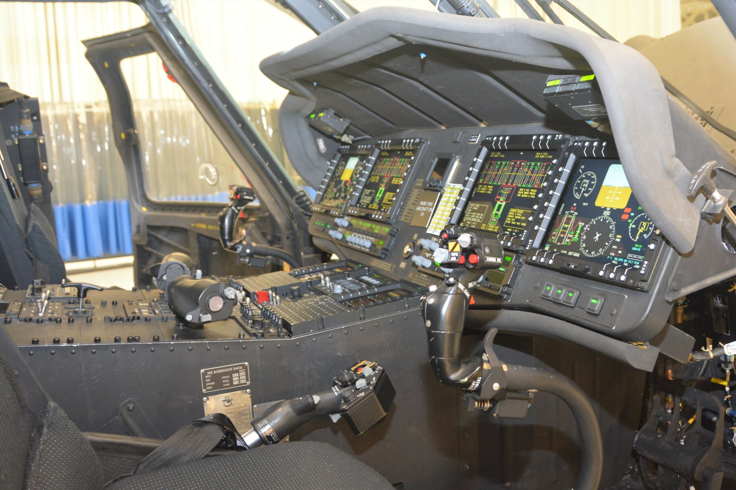 The interior of a UH-60V Black Hawk helicopter on display at the unveiling on October 6, 2021. 
