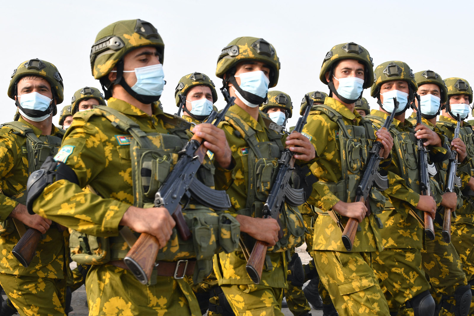 Tajikistan servicemen during a military parade