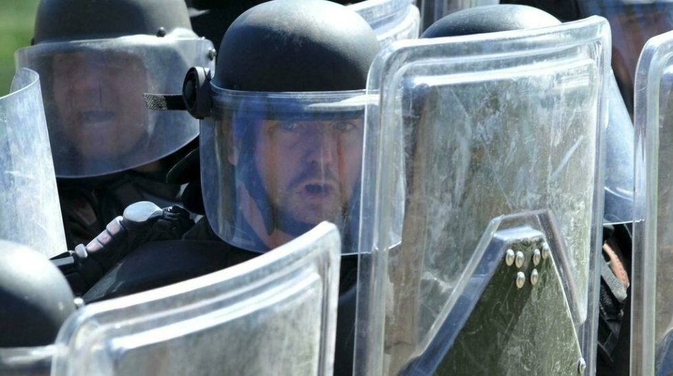 Members of the European Union's military force in Bosnia and a company of Bosnian Armed Forces train during a riot simulation exercise in April 2013