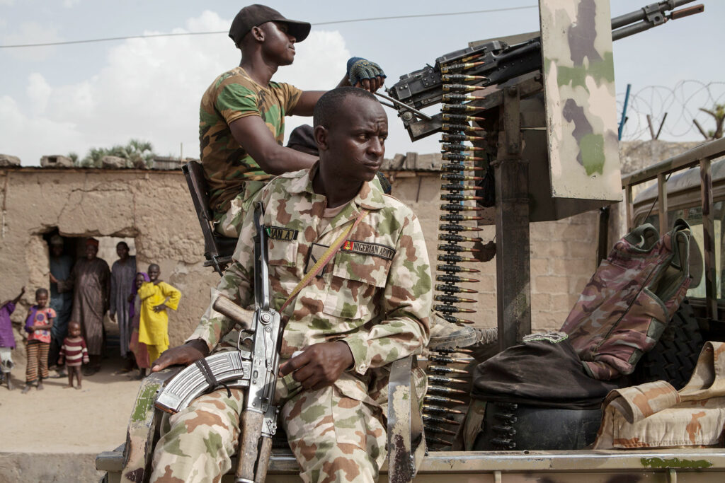 Nigerian soldiers patrolling