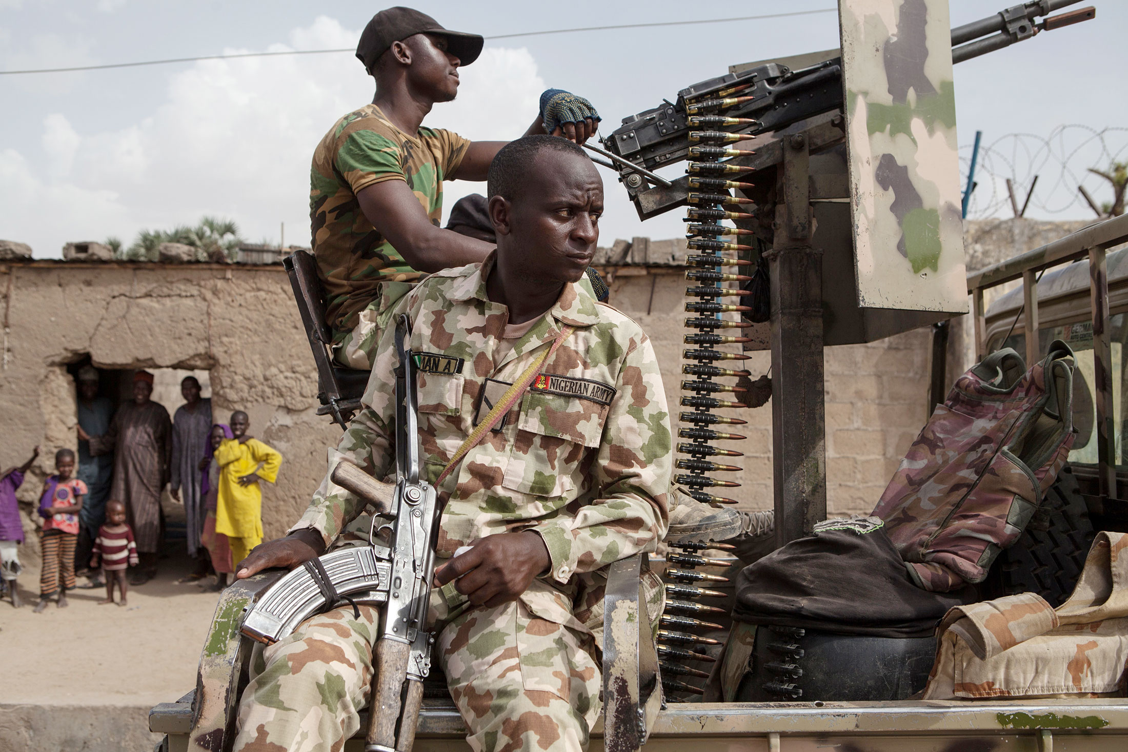 Nigerian soldiers patrolling