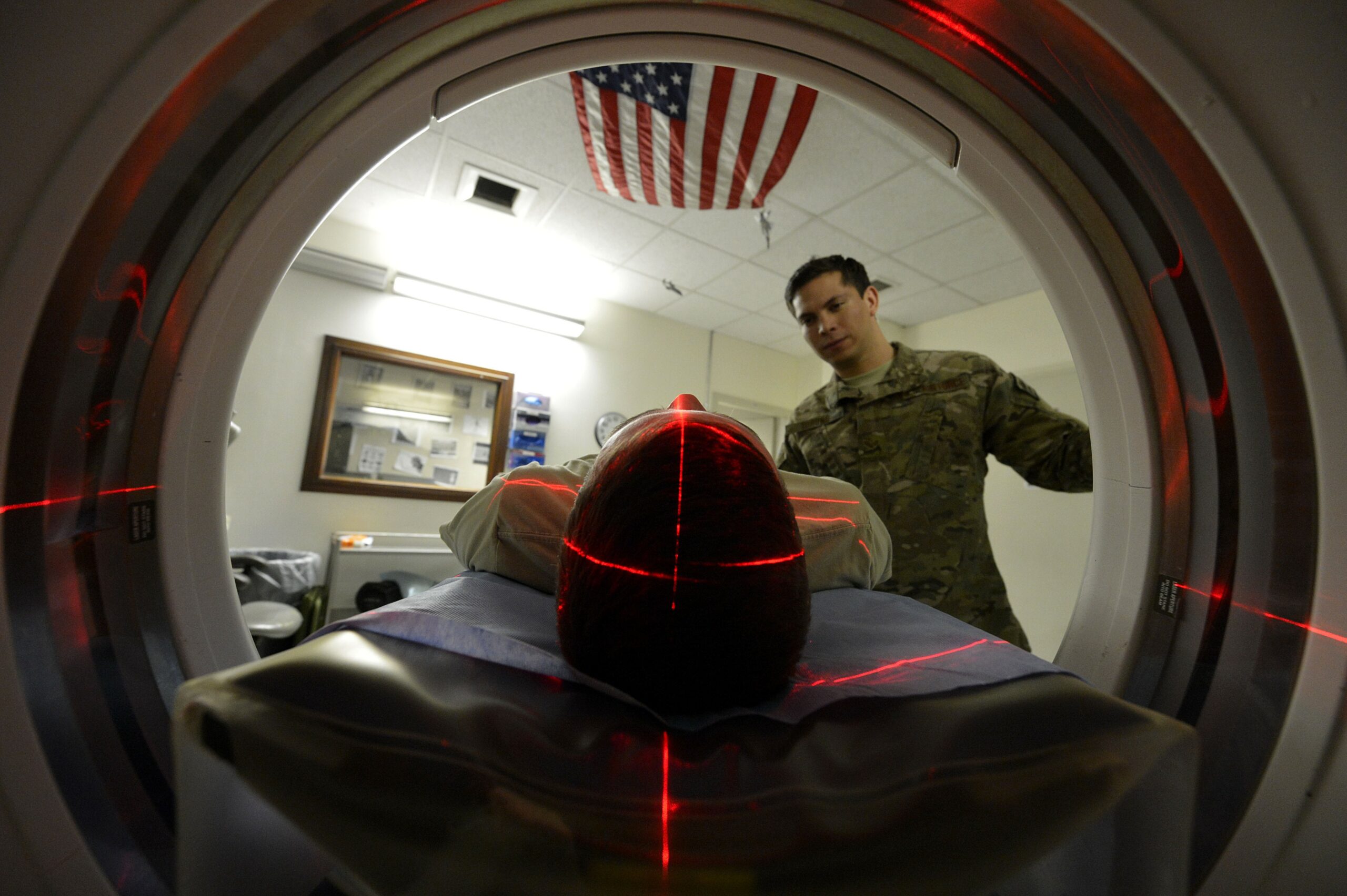 Air Force Senior Airman a service member for a CT scan