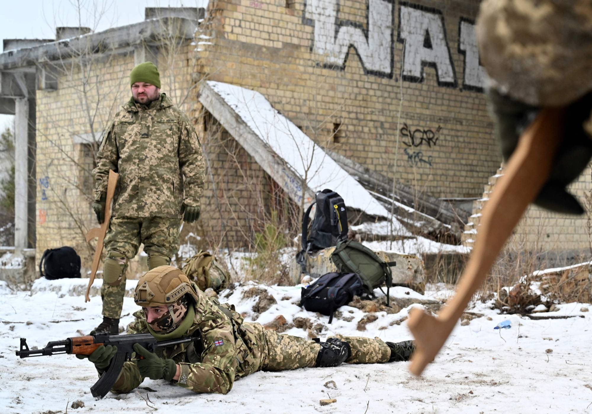 Ukrainian Territorial Defense Forces, the military reserve of the Ukrainian Armes Forces, take part in a military exercise near Kyiv