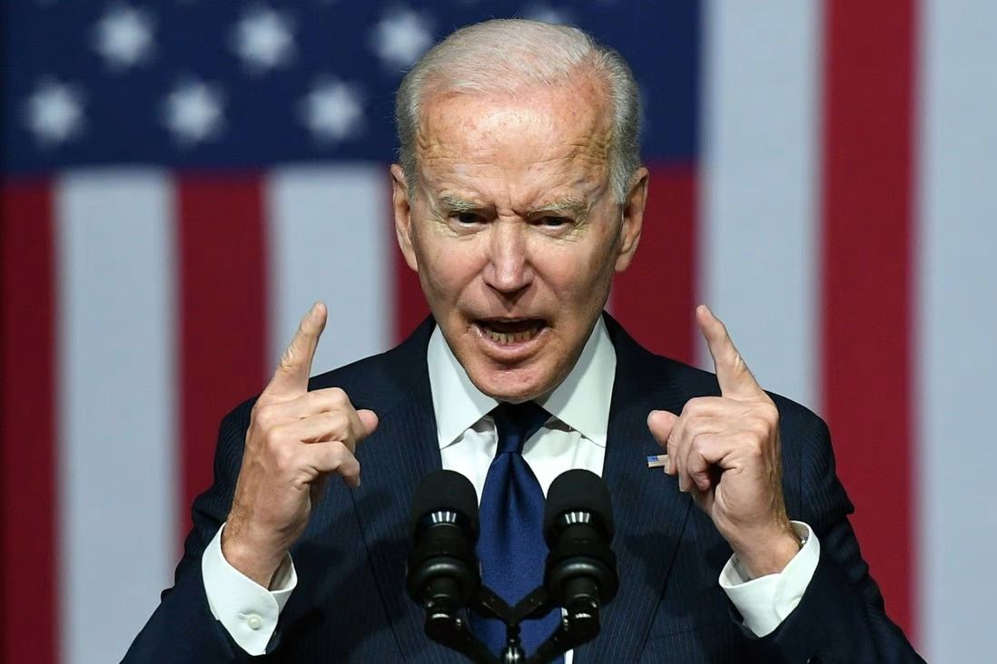 US President Joe Biden speaks at the Greenwood Cultural Centre in Tulsa, Oklahoma