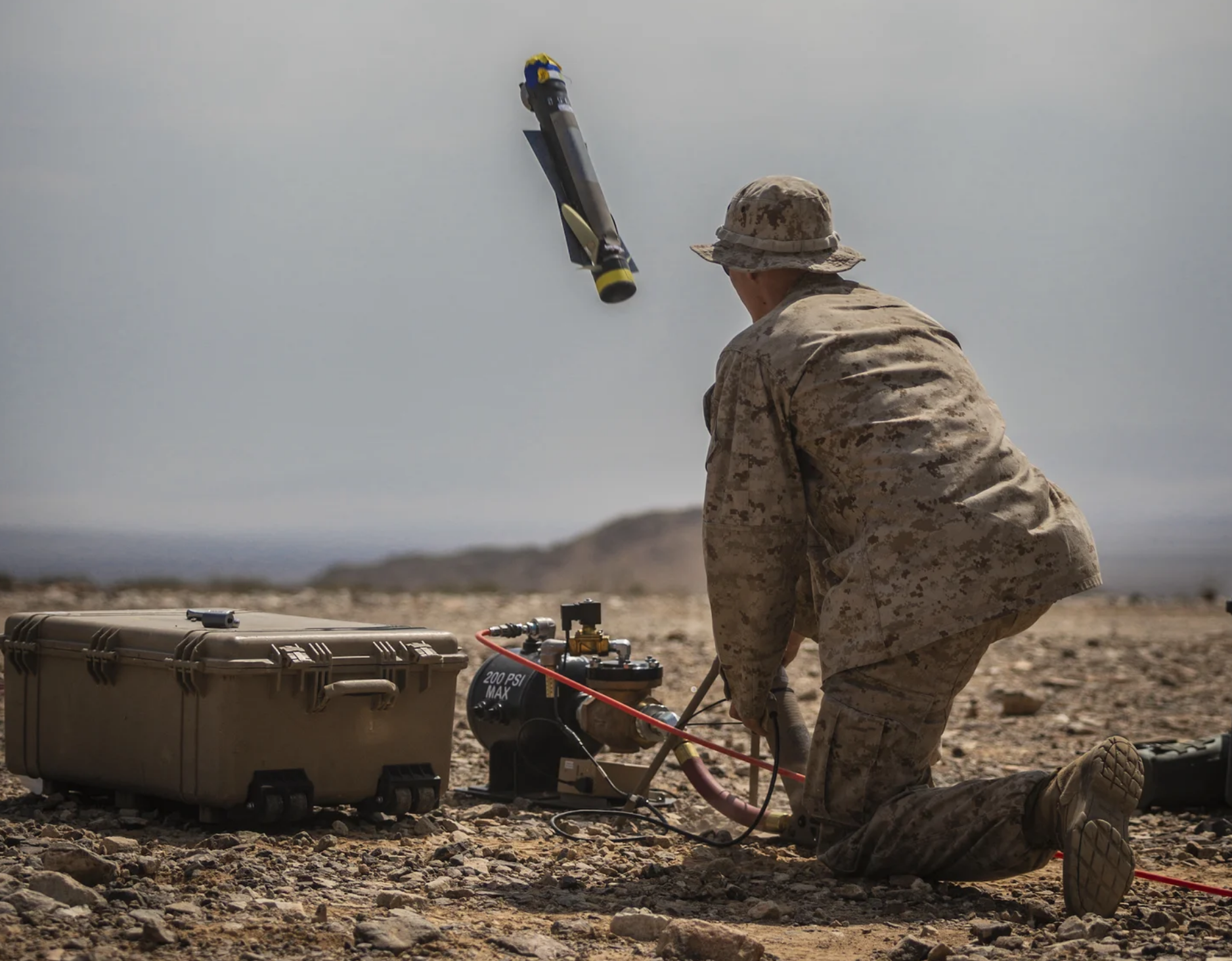 US Marine launches Switchblade 300 drone during training