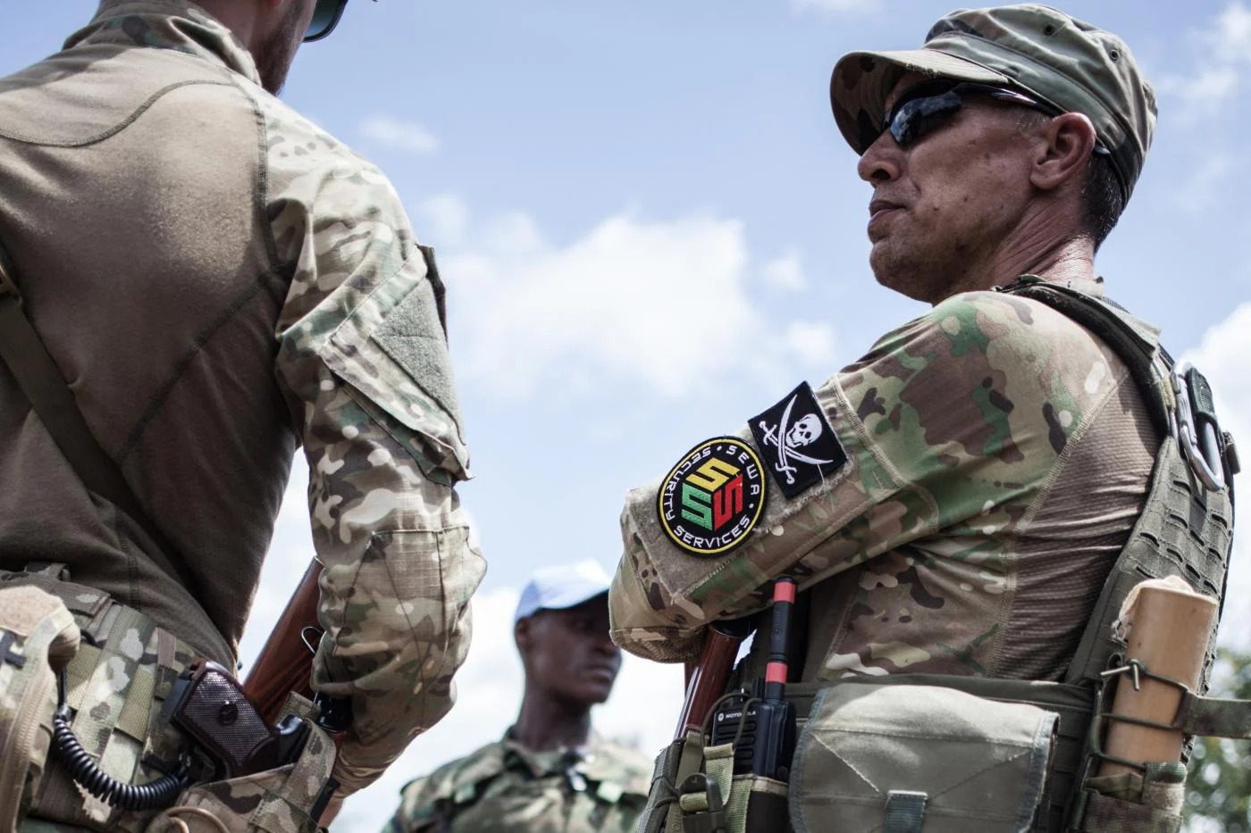 A member of the close protection unit for Central African Republic President Faustin-Archange Touadera, composed by Russian private security company operatives