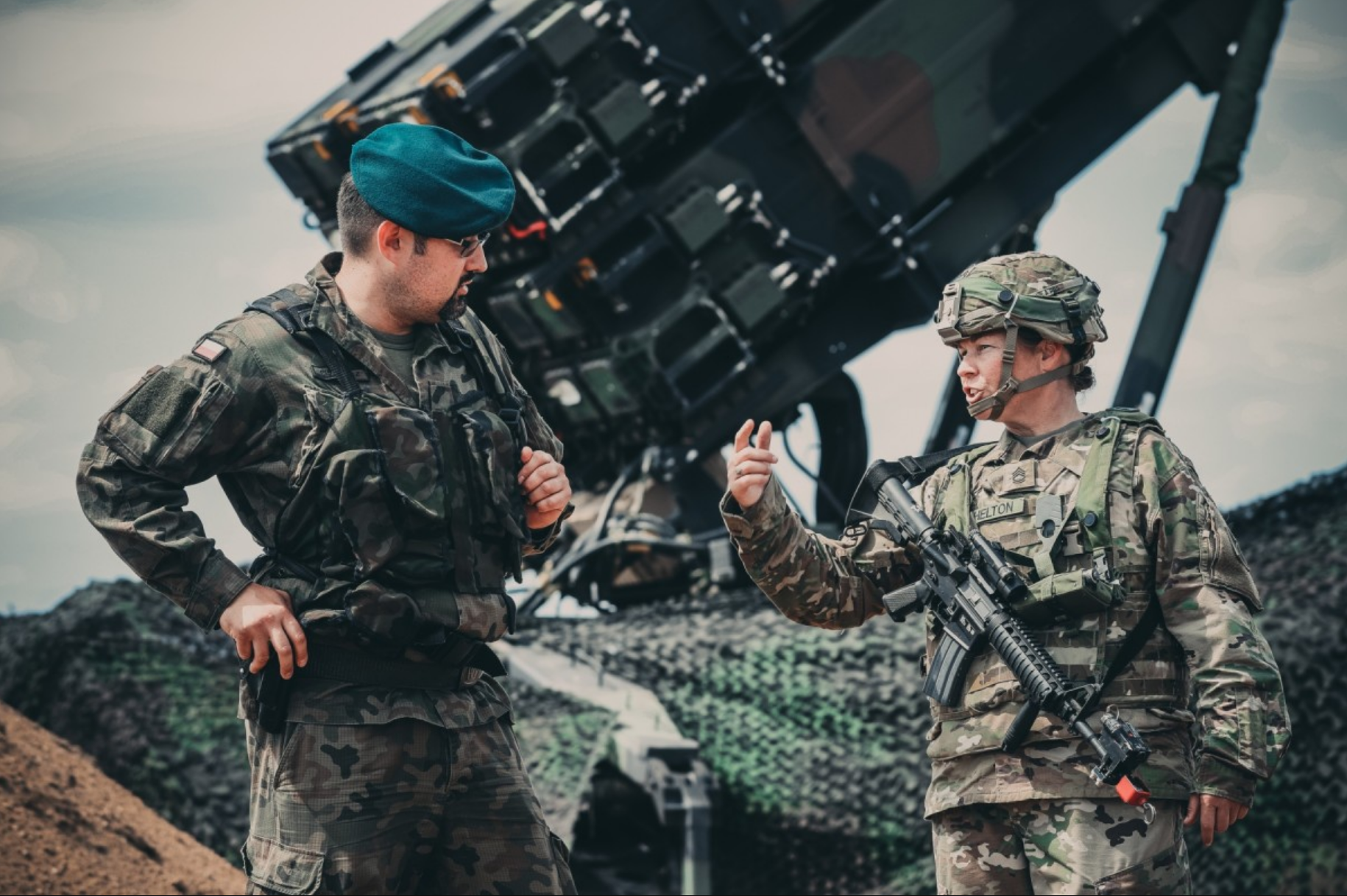 Polish air defense officer and US soldier discuss capabilities of the Patriot missile system