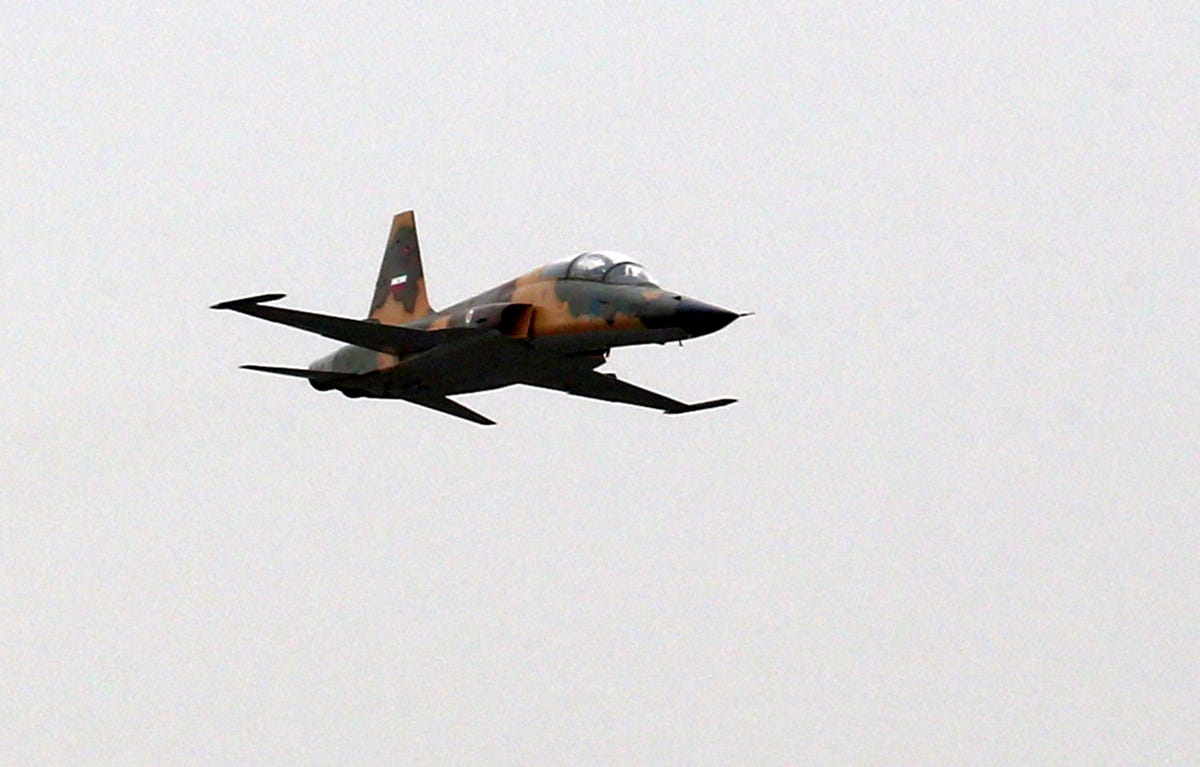 An Iranian HESA Kowsar is seen during flight