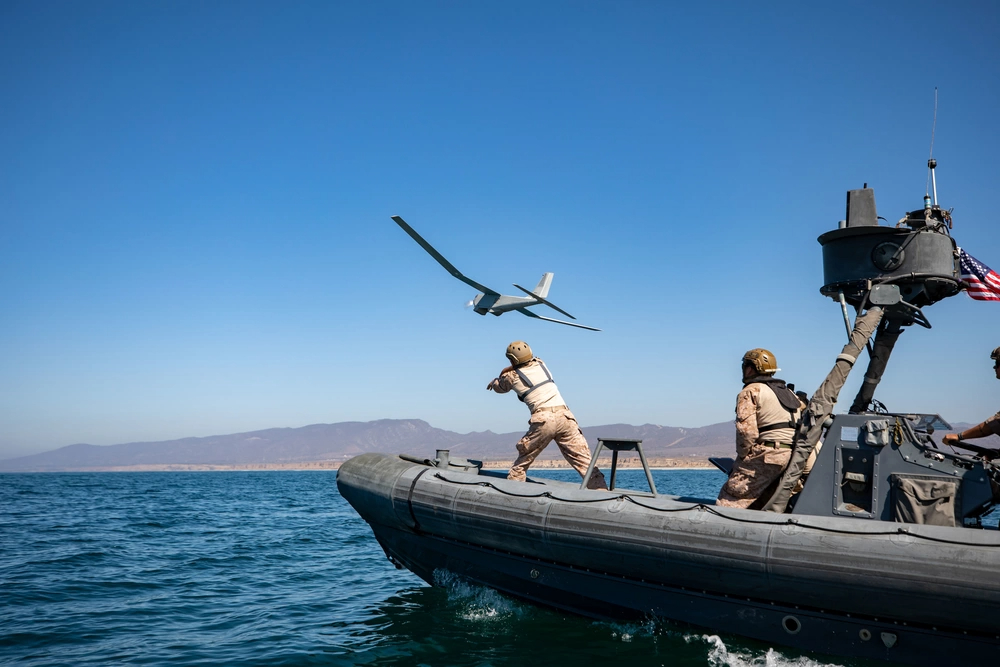 U.S. Marine Corps launches RQ-20B Puma Small Unmanned Aircraft System.