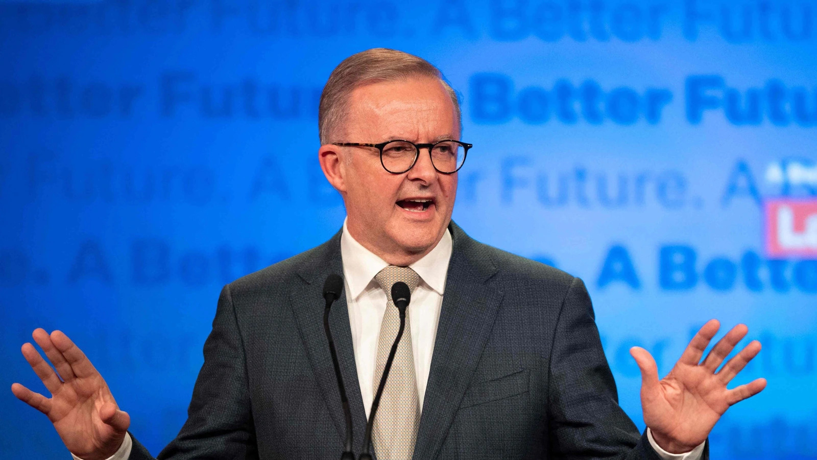 Australian Prime Minister Anthony Albanese speaks at an event