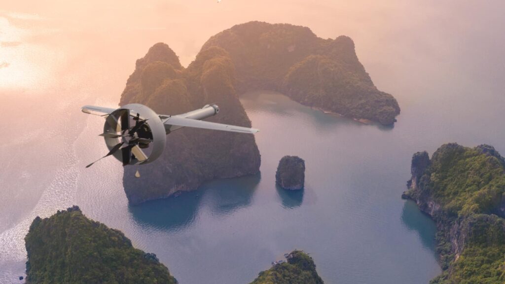 Artist rendering of Shield AI's V-BAT VTOL drone