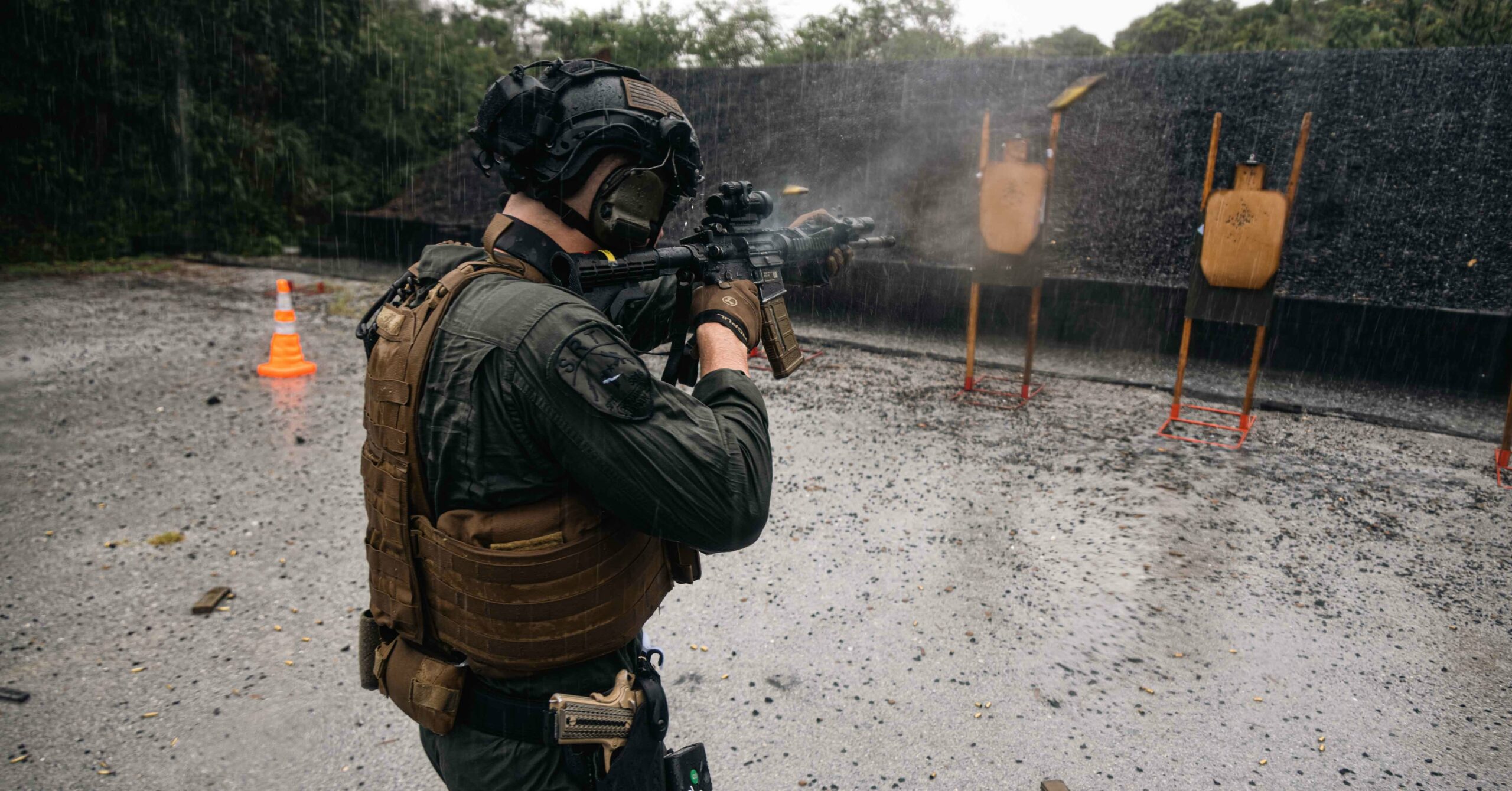 US Marine Corps Special Reaction Team (SRT) in multiple weapons sustainment training.