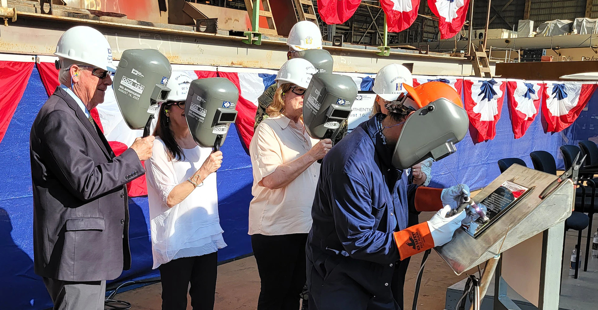USS Jeremiah Denton keel laying ceremony.
