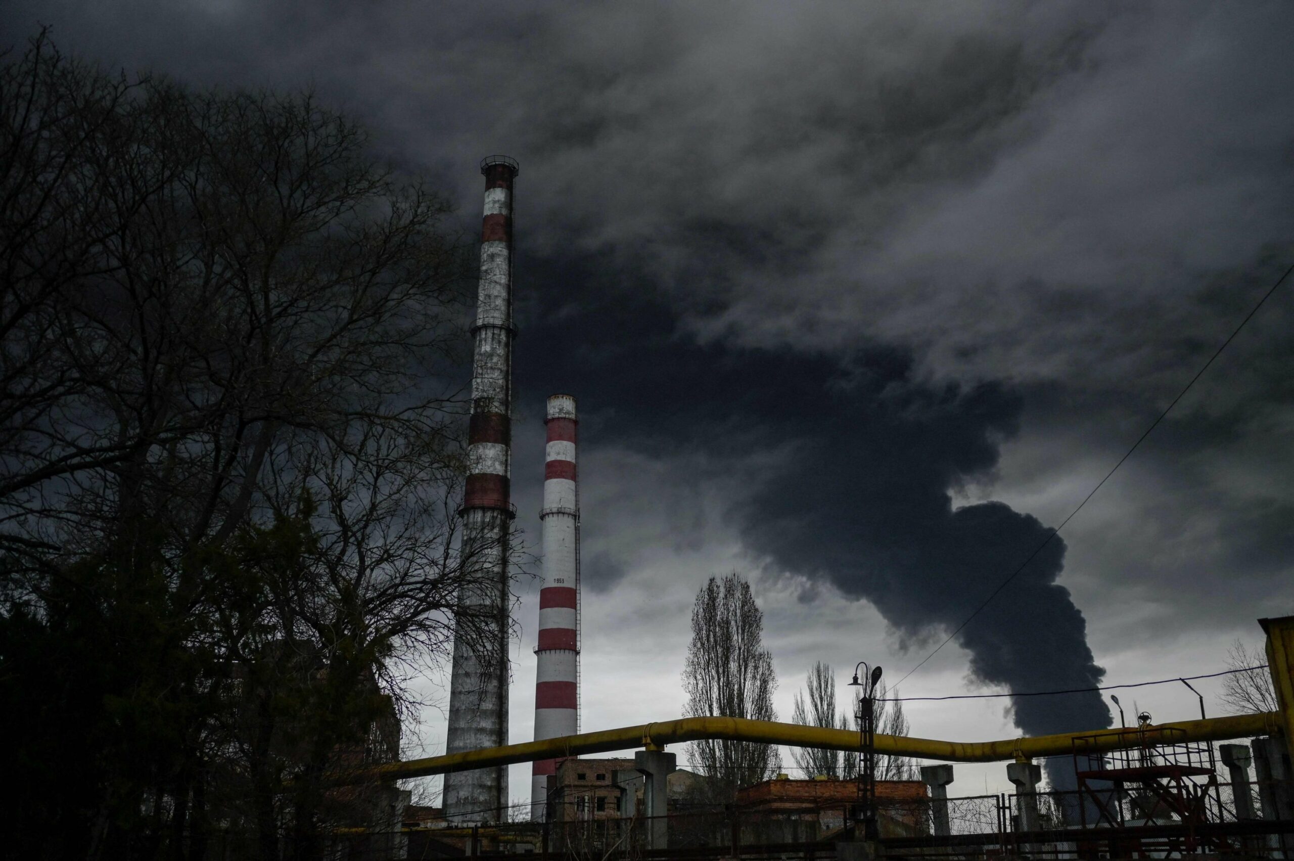 Smoke rises after an attack by Russian forces in Odessa, Ukraine