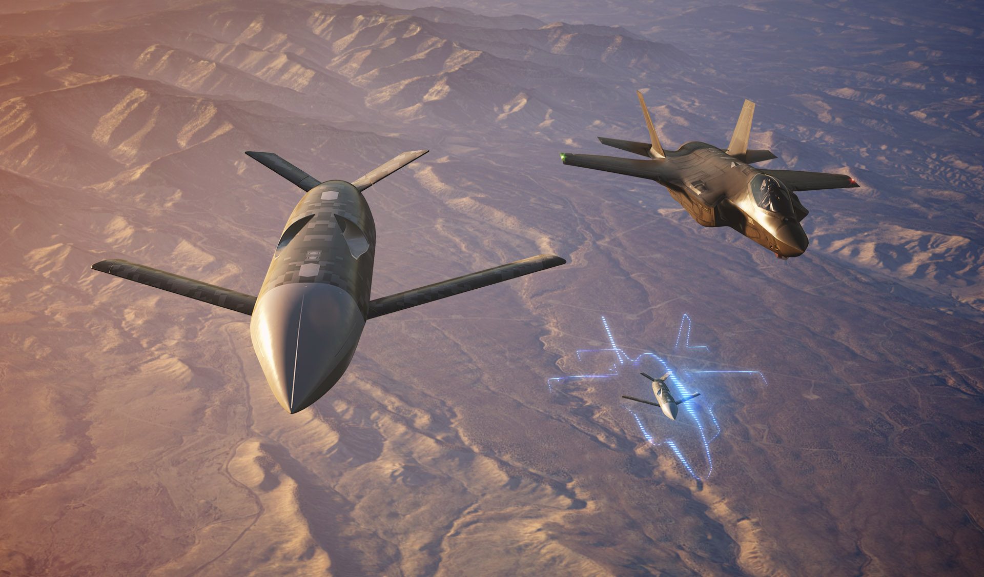 F-35 fighter with combat drones