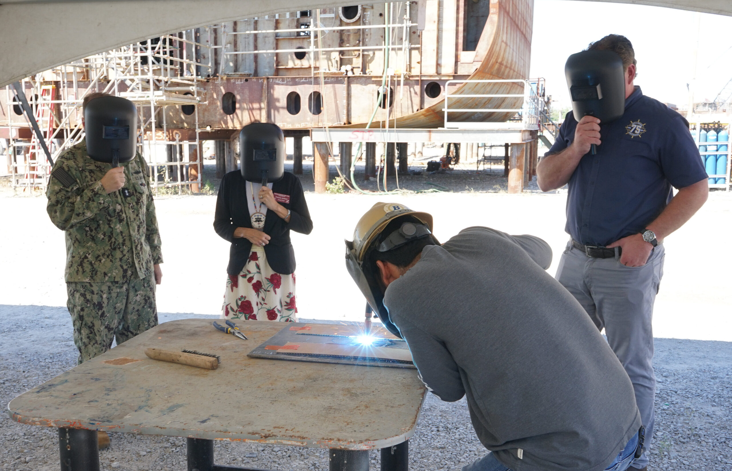 Keel-laying ceremony for future oceanographic survey ship (T-AGS 67)