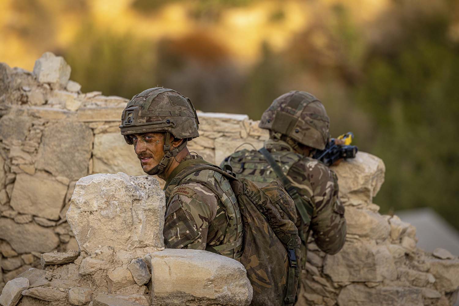 British Army Commandos secure the position during a joint exercise in Cyprus