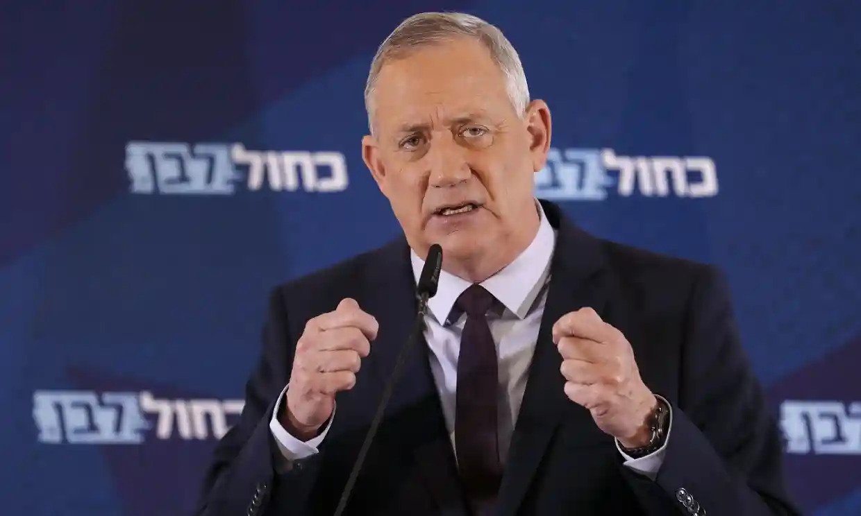 Israeli Defense Minister Benny Gantz speaks at an event