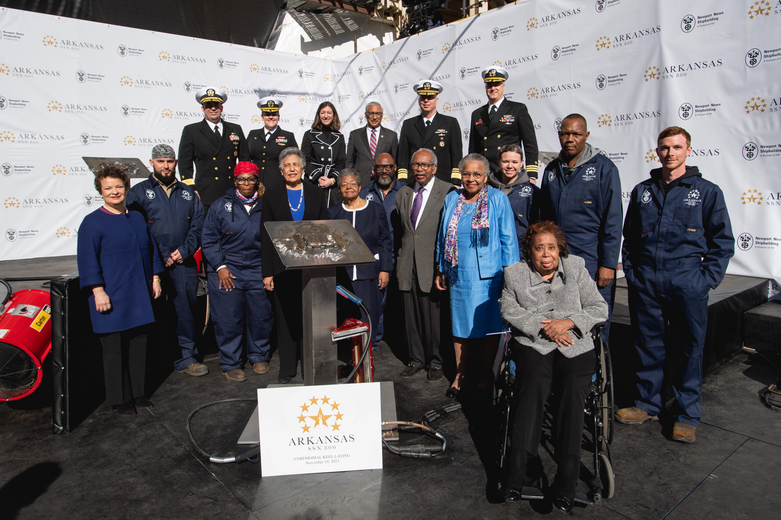 Members of the Little Rock Nine at the USS Arkansas keel authentication ceremony