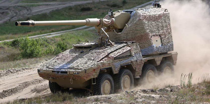 RCH 155 remote-controlled wheeled howitzer.