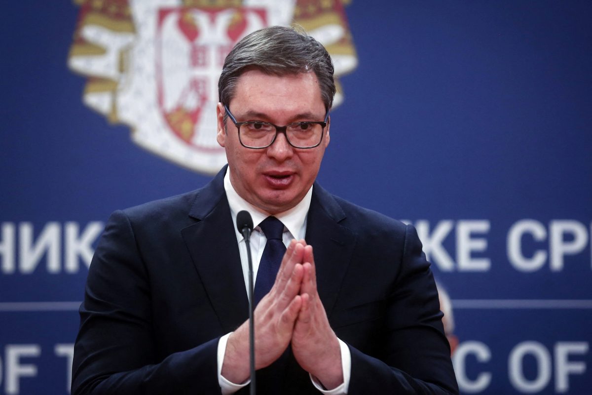Serbian President Aleksander Vucic at an event