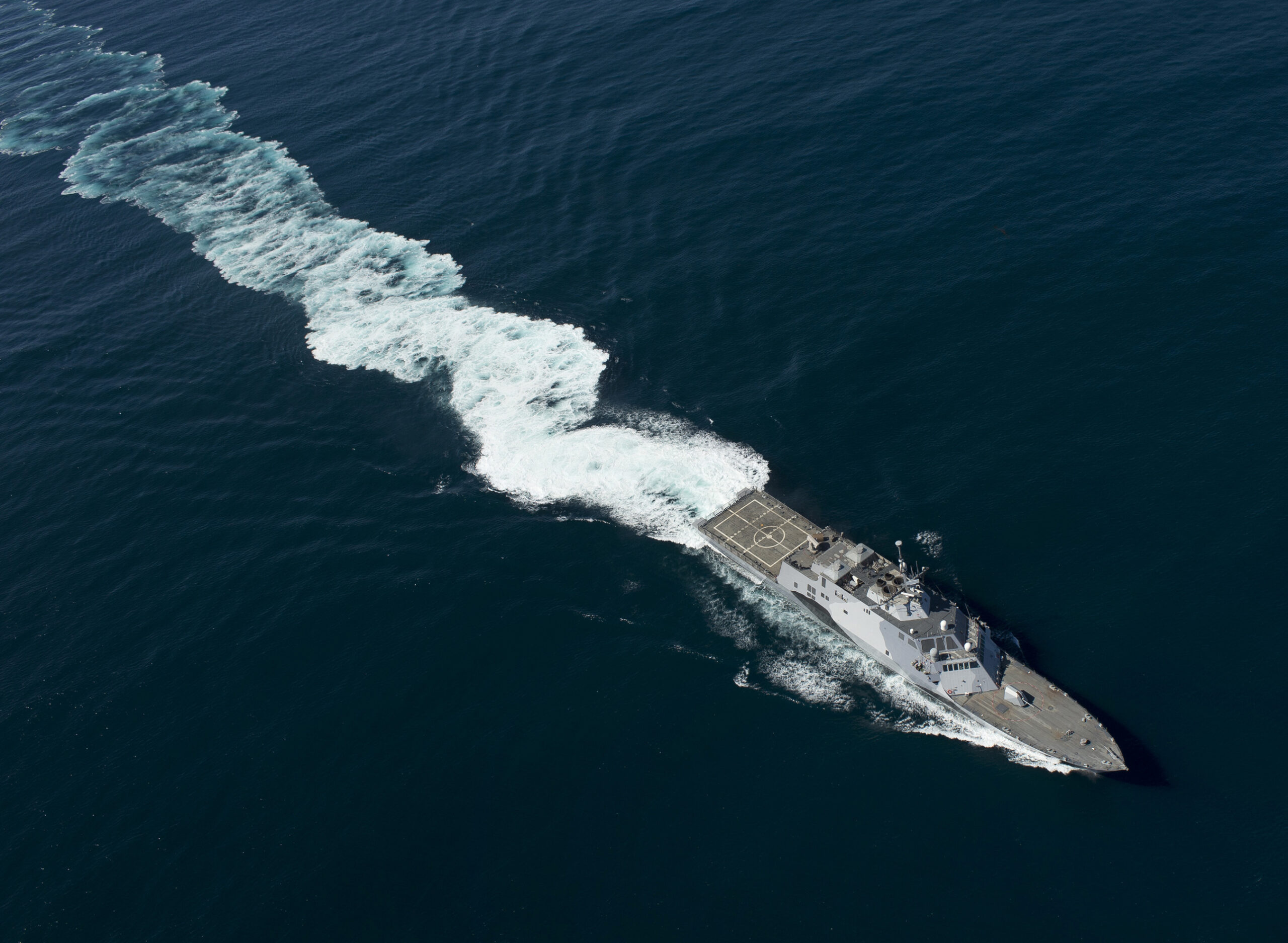 The littoral combat ship USS Freedom (LCS 1) is underway conducting sea trials off the coast of Southern California. Freedom, the lead ship of the Freedom variant of LCS, is expected to deploy to Southeast Asia this spring. (U.S. Navy photo by Mass Communication Specialist 1st Class James R. Evans/Released)