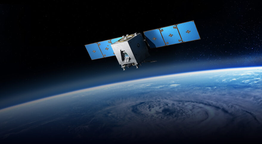 Rendering of General Atomics Electromagnetic Systems' satellite for the Space Force's Electro-Optical/Infrared Weather System program