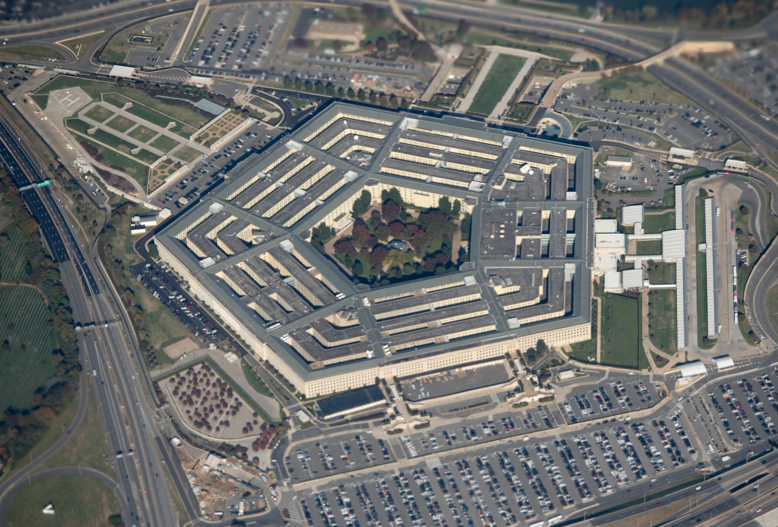 The Pentagon is seen from an airplane