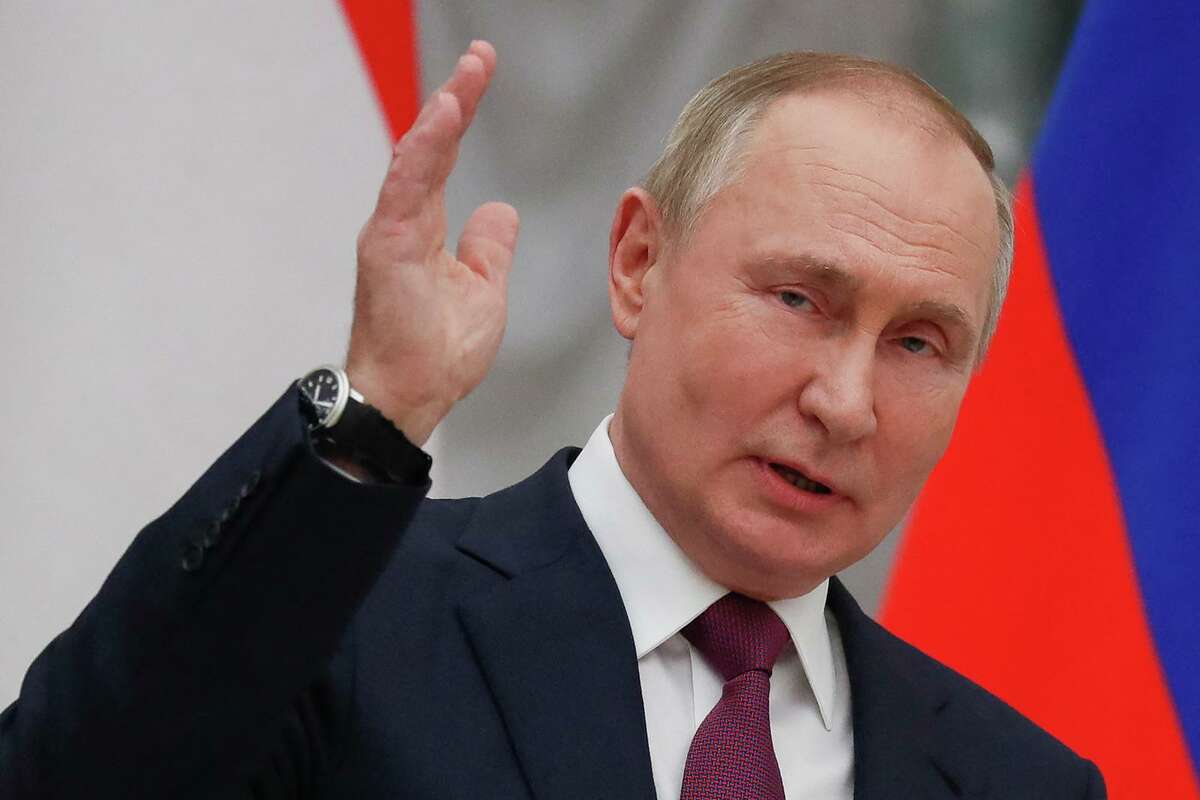 Russia's President Vladimir Putin during a news conference at the Kremlin
