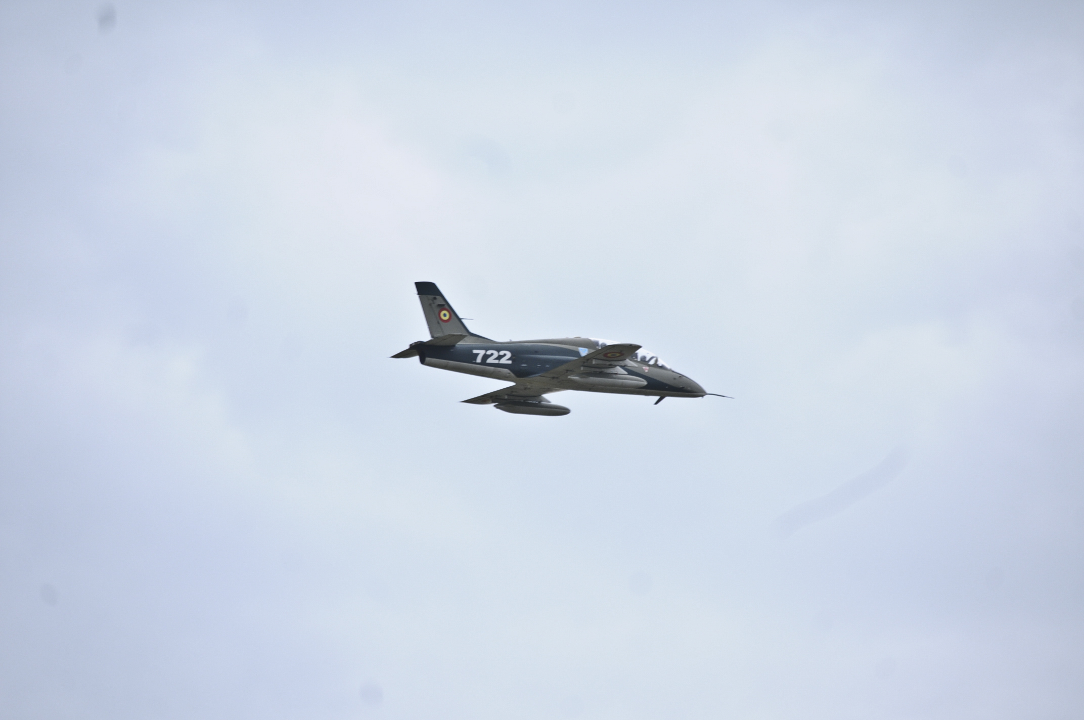 A Romanian IAR-99 Hawk conducts aerial maneuvers and tactical operations while participating in a multinational combined arms demonstration alongside troopers assigned to 2nd Squadron, 2nd Cavalry Regiment and British soldiers belonging to the Coldstream Guard, during an Exercise Wind Spring distinguished visitors' event at Smardan Training Area, Romania, April 18, 2015. The purpose of the event was to demonstrate interoperability between NATO allies, while also allowing members of the Romanian government, along with British military leadership, to watch as the units worked and trained together in support of Operation Atlantic Resolve-South. (U.S. Army photo by Sgt. William A. Tanner/released)