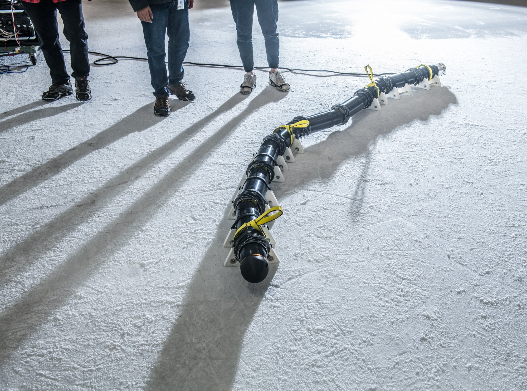 The first EELS prototype awaits testing at the Pasadena Ice Rink
