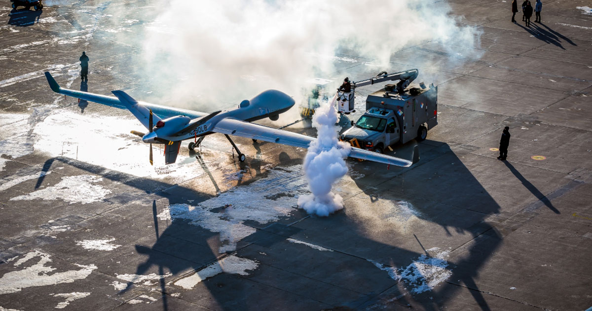 MQ-9B SkyGuardian RPAS under cold weather assessment. Photo: General Atomics