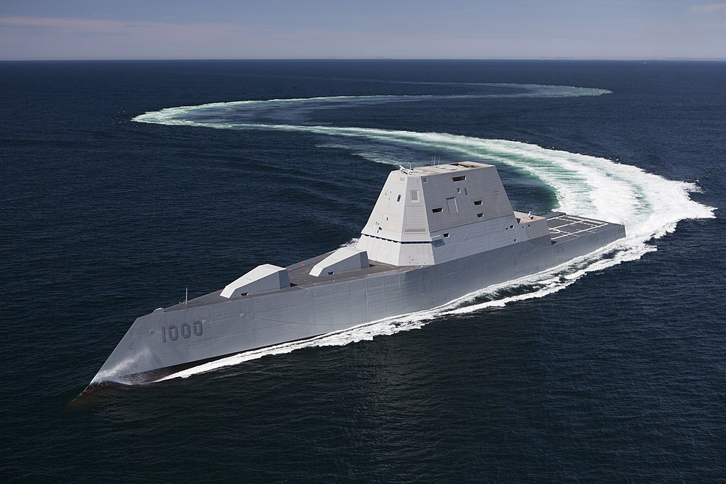 USS Zumwalt (DDG-1000) transits the Atlantic Ocean during acceptance trials April 21, 2016