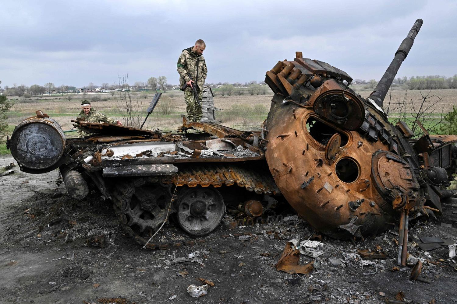destroyed Russian tank