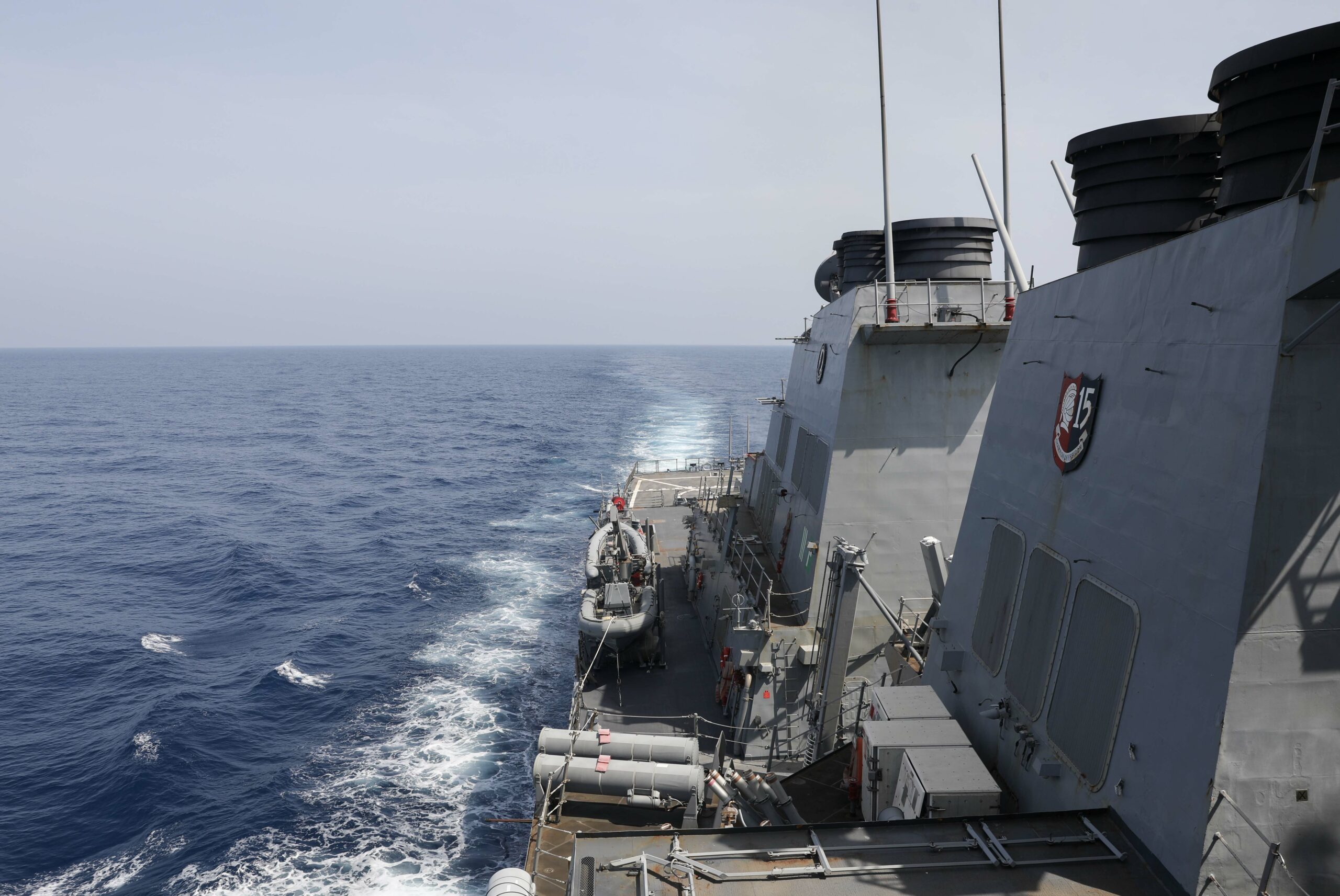 The Arleigh Burke-class guided-missile destroyer USS Milius (DDG 69) conducts a Taiwan Strait transit