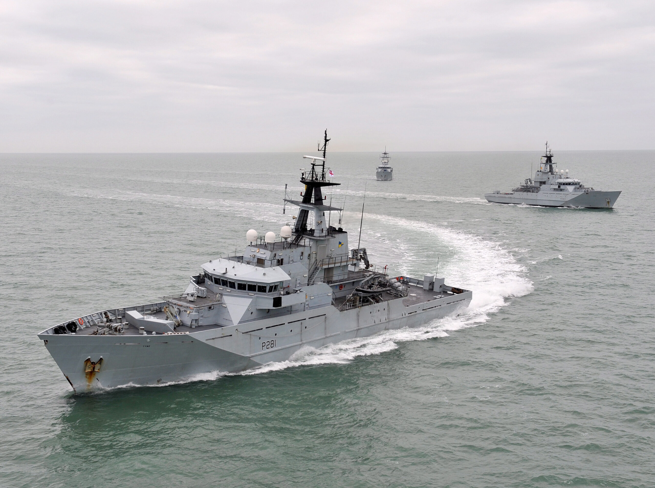 Library Image: The three River-class patrol vessels of the Fishery Protection Squadron, HMS Mersey, HMS Severn and HMS Tyne (foreground) exercising off the coast of Cornwall. FIRST STEEL CUT ON £348 MILLION ROYAL NAVY WARSHIP CONTRACT Steel was cut today for the first of three new Royal Navy offshore patrol vessels (OPVs) at a ceremony in Glasgow attended by the Secretary of State for Scotland and the Ministry of Defences (MoD) Chief of Defence Materiel. The vessels, which will be used by the Royal Navy to undertake various tasks in support of UK interests both at home and abroad, will be built at BAE Systems shipyards in a contract that has protected more than 800 Scottish jobs.